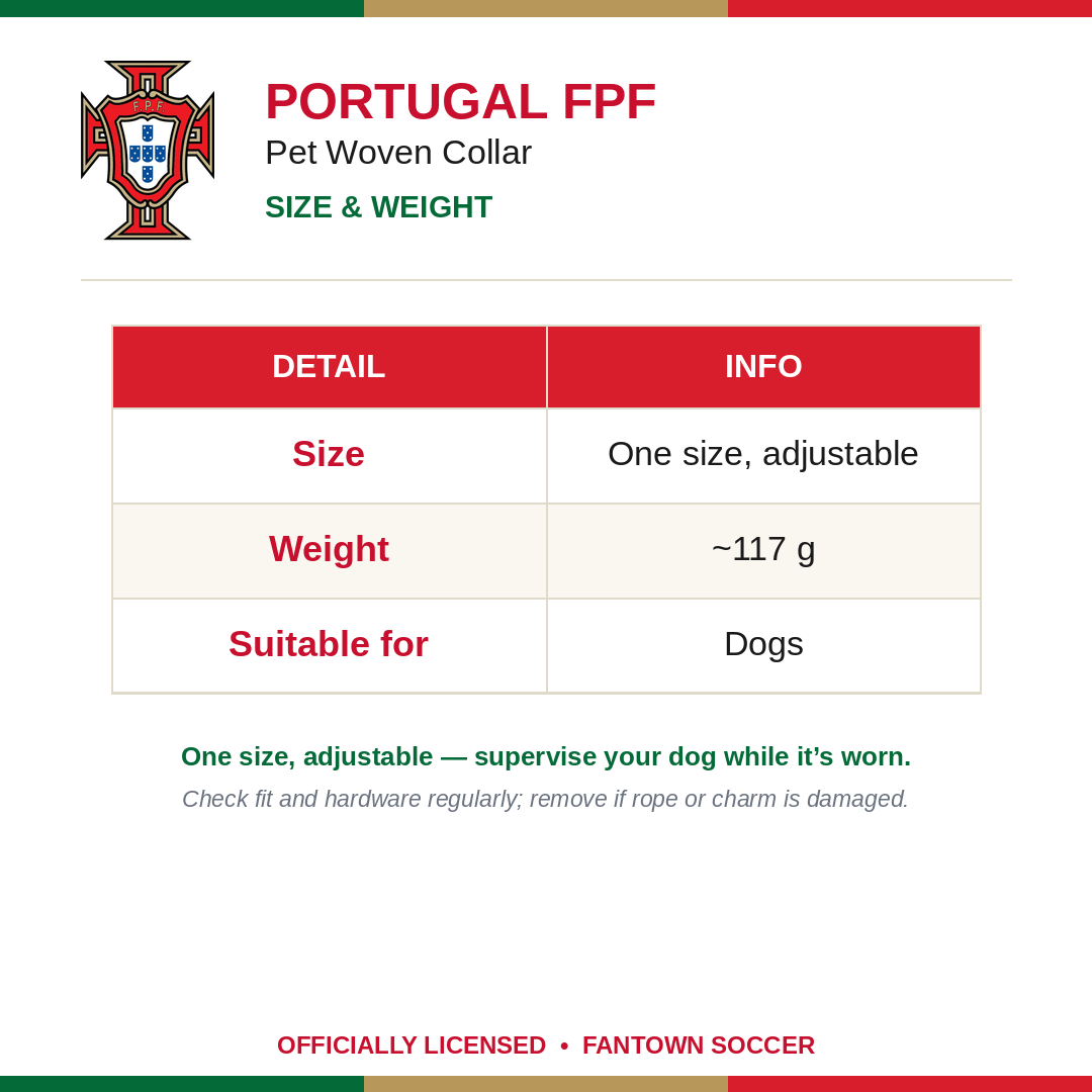 Portugal FPF Pet Woven Collar